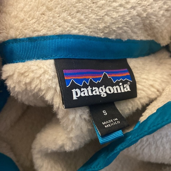 Patagonia Women's Re-Tool Snap-T Fleece Pullover Sweater Beige Teal S STY25442 - Picture 3 of 5